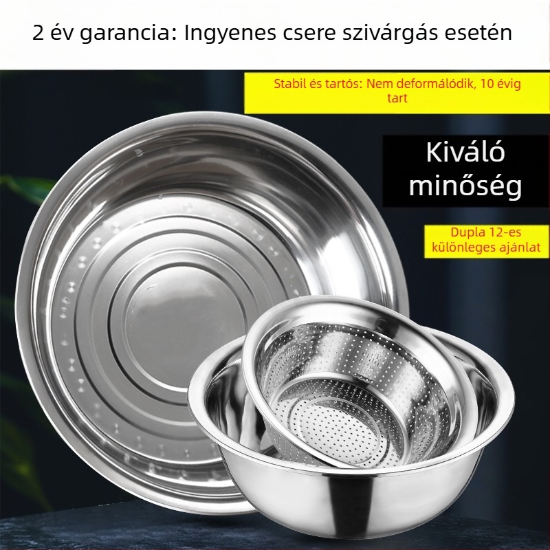 Konyhai rozsdamentes acél mosóedény, élelmiszer-minőségű, 80 cm, nagy, vastított, kereskedelmi használatra