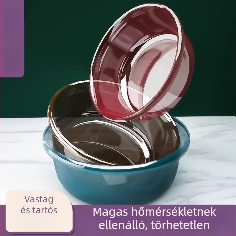 Megvastagított műanyag mosómedence, átlátszó konyhai és zöldségmosáshoz, nagy mosó- és lábmosó medence