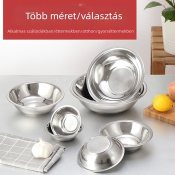 304 rozsdamentes acélból készült, vastag falú konyhai készlet: zöldségtál, keverőtál, fűszerezőtál, szósz tál és kis leveses tál