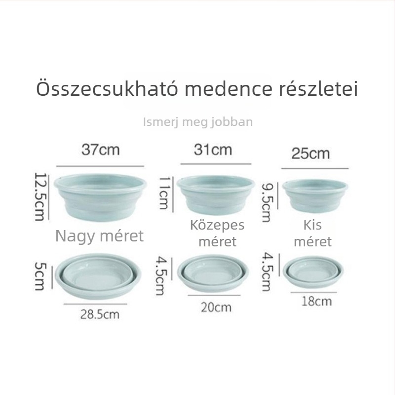 Összecsukható műanyag mosómedence arc- és lábfürdőhöz, hordozható utazáshoz