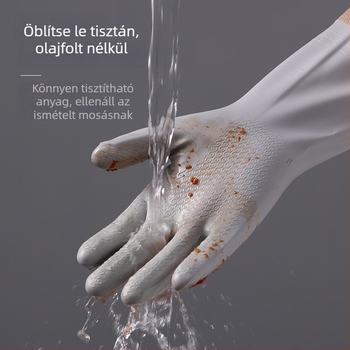 Vastag, vízálló női konyhai kesztyűk tisztításhoz és edények mosásához, bőr‑latex‑gumi anyagból, melegek és olajállóak