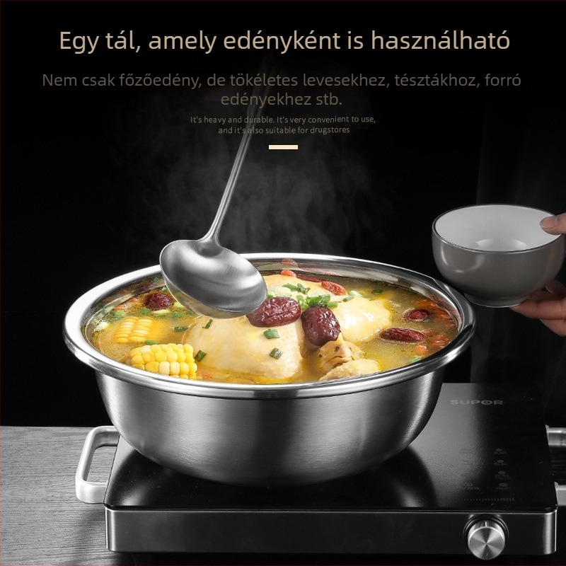 Személyre szabható rozsdamentes acél mosóedény konyha és menza számára, nagy kapacitású, többfunkciós mosóedény zöldségekhez és levesekhez