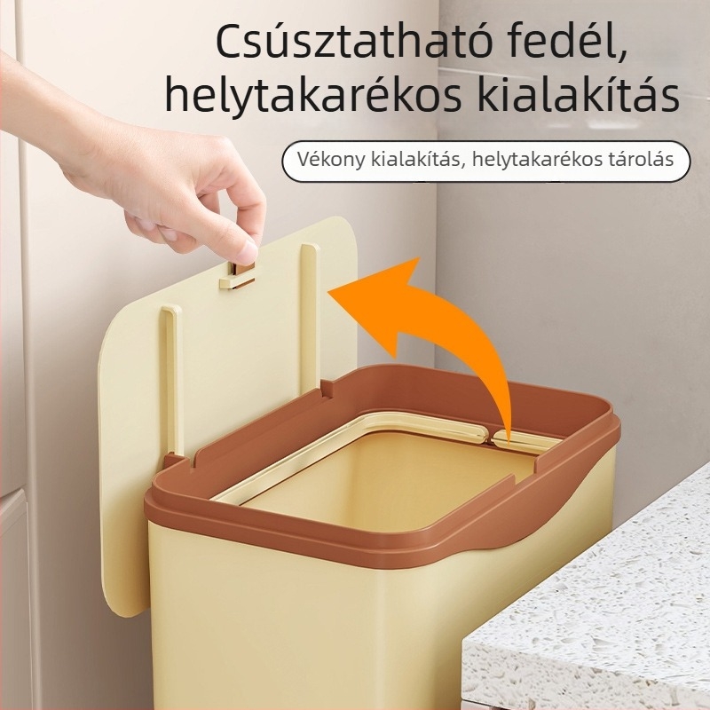 Konyhai szemetes otthoni használatra, emelt és mozgatható, nagy kapacitású, csúszó fedéllel