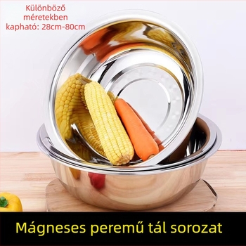 Mágneses peremű rozsdamentes acél konyhai mosóedény, nagy kapacitású, 28–80 cm
