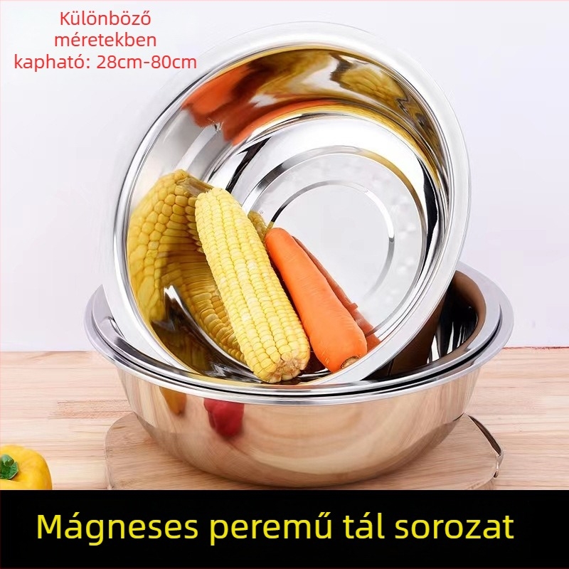 Mágneses peremű rozsdamentes acél konyhai mosóedény, nagy kapacitású, 28–80 cm