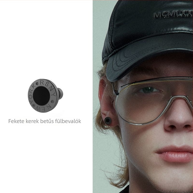 Férfiaknak szóló fekete, egyetlen fülbevaló, trendi niche stílus, 925-ös sterling ezüst