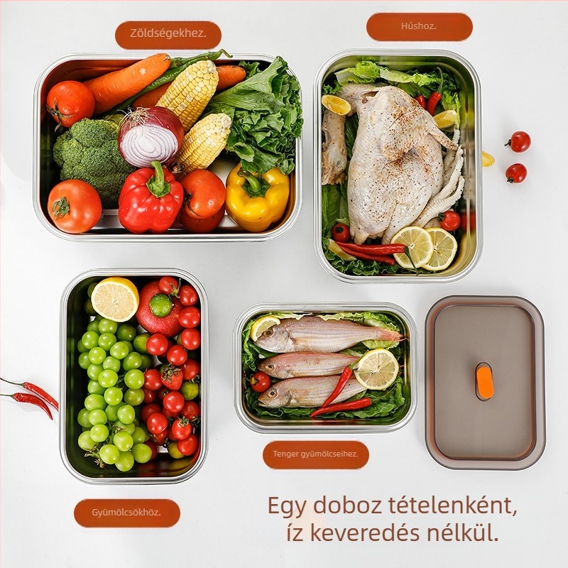 Rozsdamentes acél négyszögletes mély edény fedővel, élelmiszer-minőségű