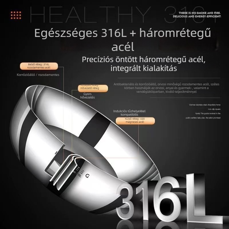 316L rozsdamentes acél tészta-tál, élelmiszer-minőségű, extra vastag, tapadásmentes felülettel, kör alakú, átmérő 20 cm