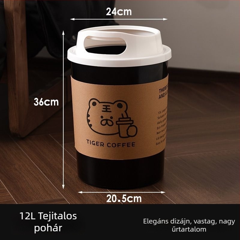 Fürdőszobai kuka, amely ideális nappaliba, hálószobába, az asztal alatt és irodába, 12 L kapacitású, PP anyag.