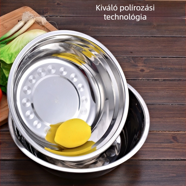 Hengkang élelmiszer-minőségű rozsdamentes acél levesestál, mágnesmentes, hajtózási használatra, alkalmas iskoláknak, óvodáknak és étkezőknek, rizses leveshez