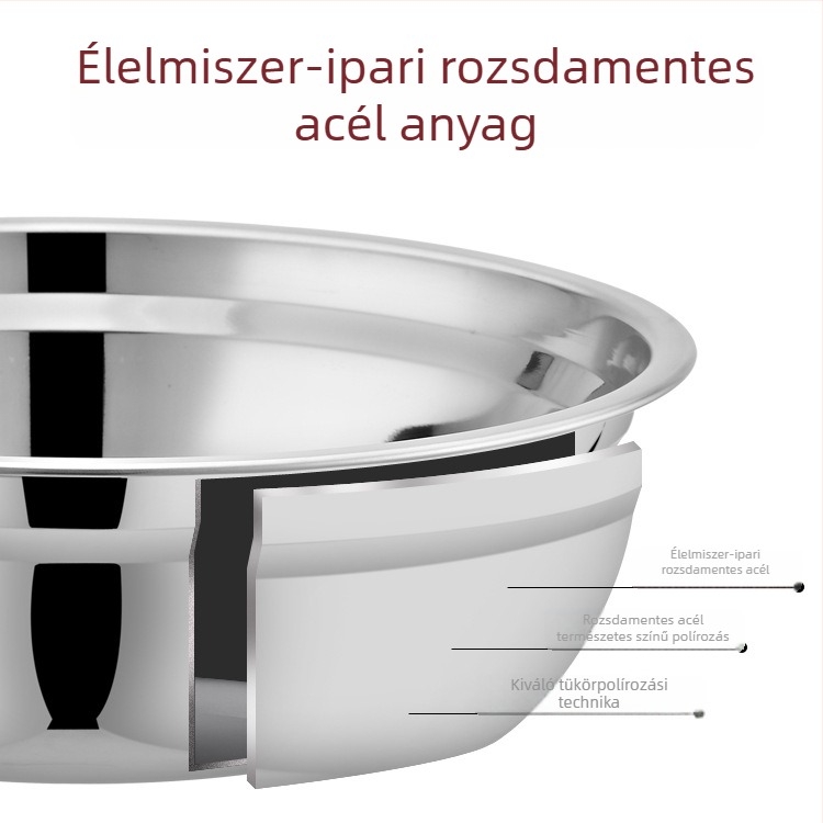 Hengkang élelmiszer-minőségű rozsdamentes acél levesestál, mágnesmentes, hajtózási használatra, alkalmas iskoláknak, óvodáknak és étkezőknek, rizses leveshez