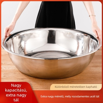 Nagy méretű, vastagfalú rozsdamentes acél mosóedény zöldségek és ruhák mosásához.
