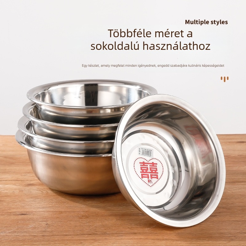 Nagy méretű, vastagfalú rozsdamentes acél mosóedény zöldségek és ruhák mosásához.