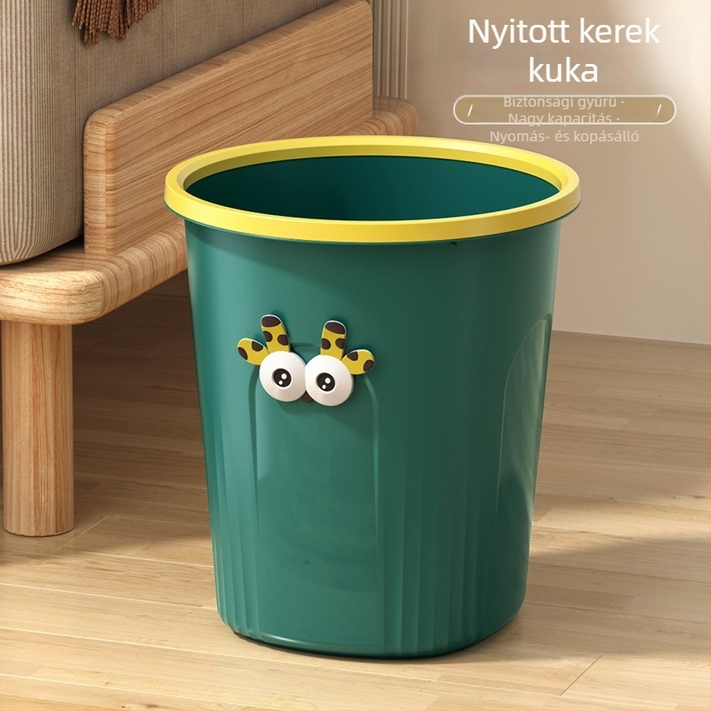Fedél nélküli műanyag szemetes, nagy kapacitású, több mint 12 liter, fürdőszoba, konyha, nappali és hálószoba – hordó alakú, modern dizájn