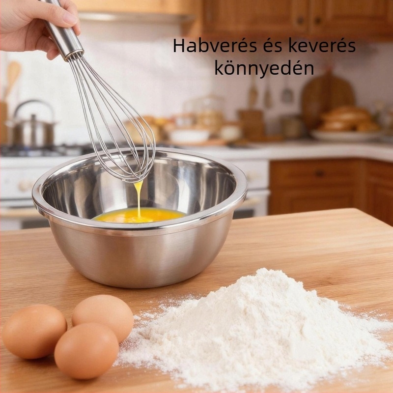 Rozsdamentes acél tojásfelverő tál, vastag peremű, többfunkciós salátás tál, 20–24 cm, sütéshez otthoni használatra