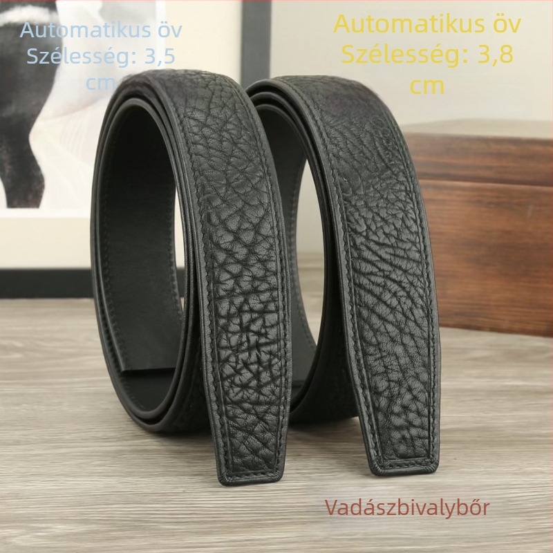 Felsőrétegű marhabőr férfi öv automata csattal, eredeti dizájn, üzleti és hétköznapi stílus, 3.8 cm széles