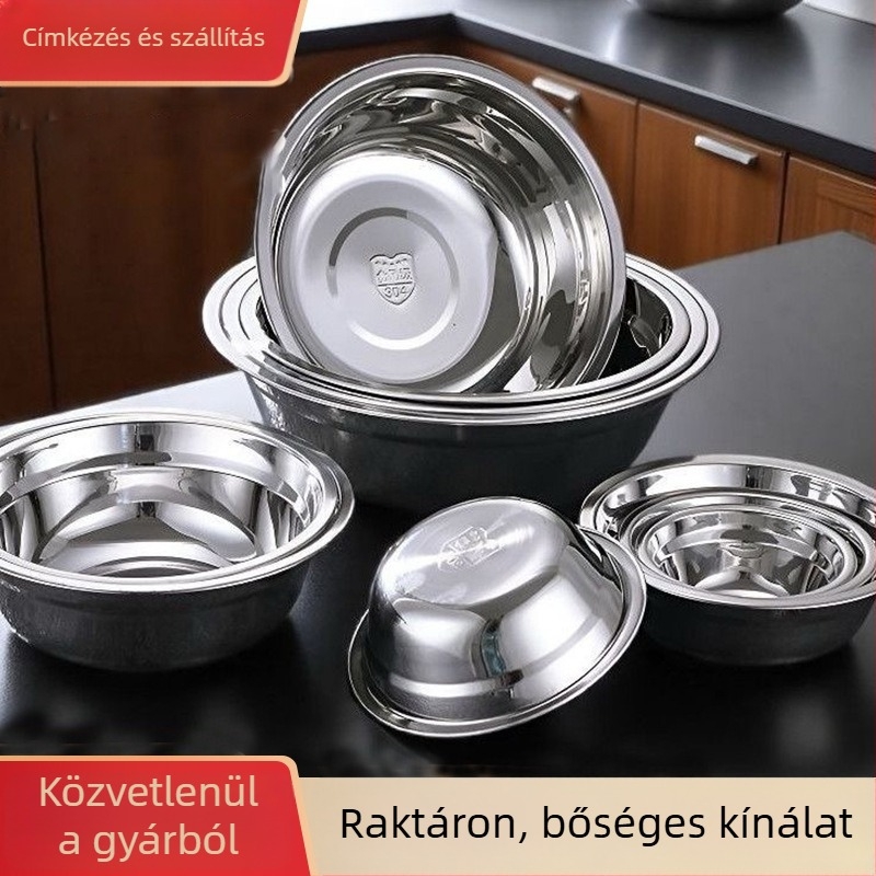 304 rozsdamentes acél tál – leveses tál, kis tál étkezéshez, többfunkciós tál otthonra