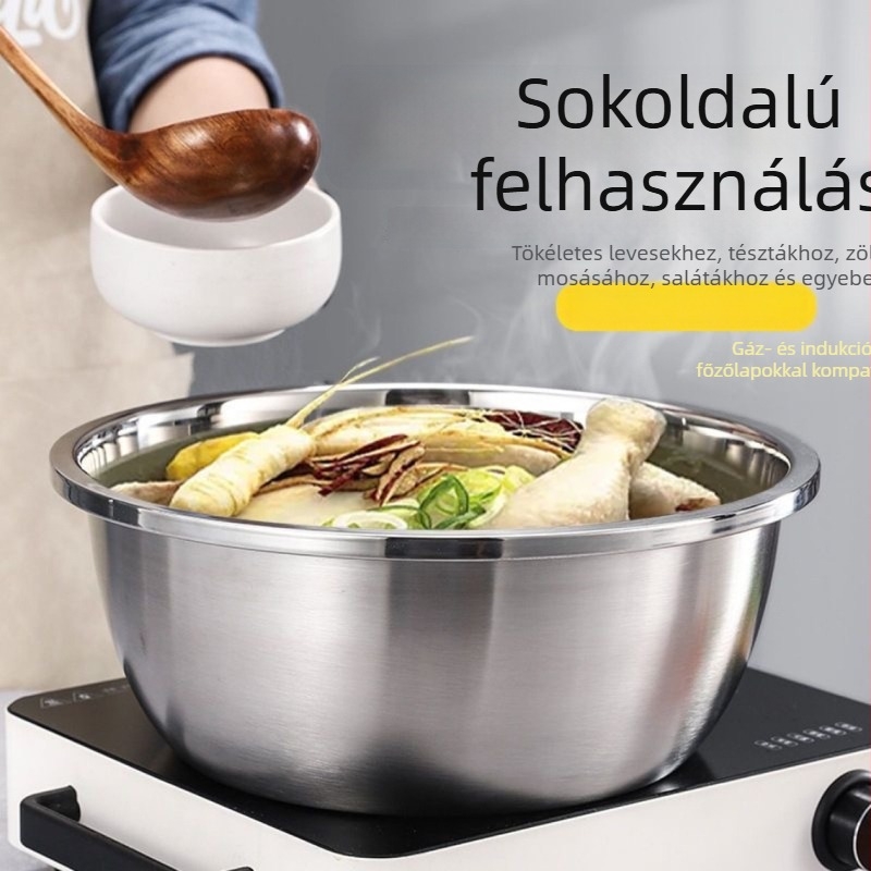 Rozsdamentes acél, széles peremes konyhai mosóedény és fűszertartó, többfunkciós, 20–32 cm