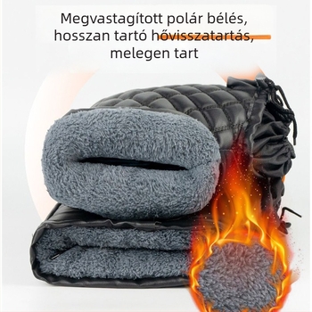 Elektromos járművek téli kesztyűi pamut kormányvédőkkel, vízálló, vastag fleece bélésű, szélálló és meleg