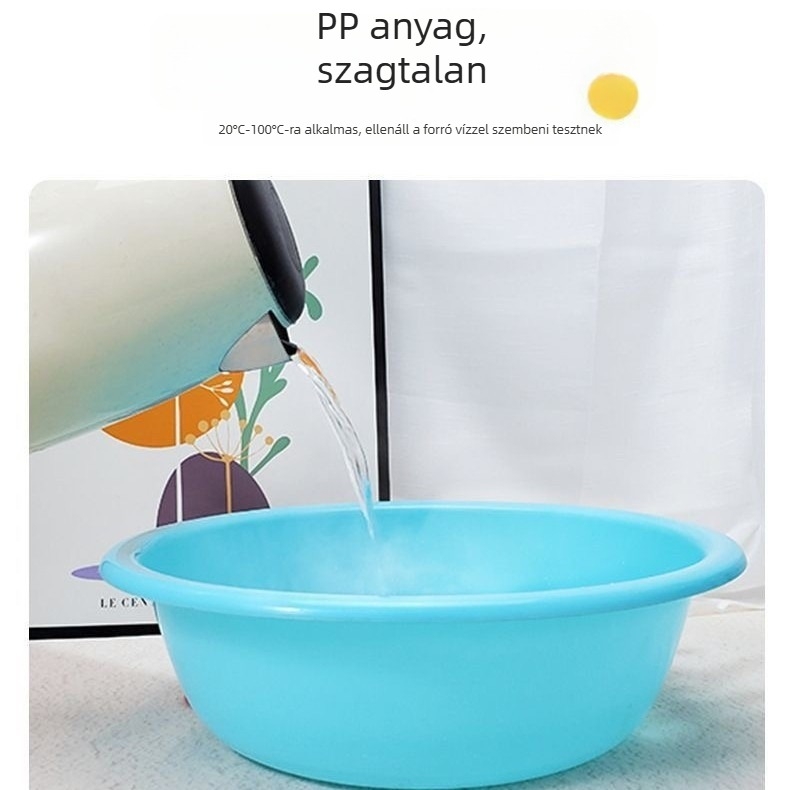 Vastagított műanyag mosómedence, nagy méretű, otthoni és kollégiumi használatra