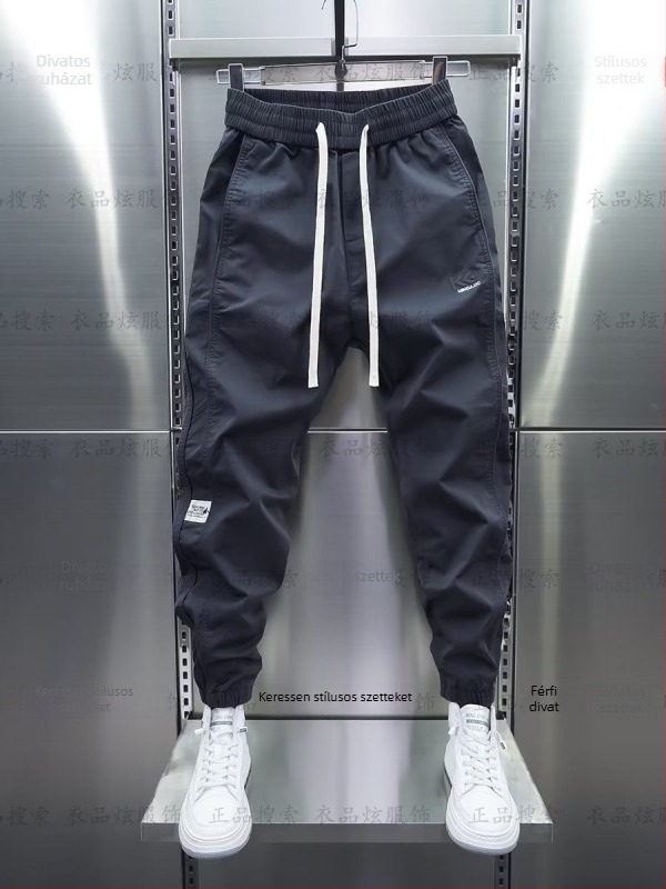 Férfiak számára készült trendi mindennapi cargo nadrág hímzéssel, slim-fit jogger-haram szabás, őszi-téli új modell