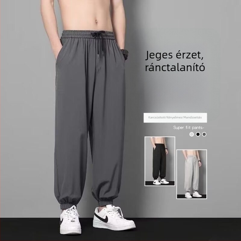 Férfi nyári könnyű, lélegző sportnadrág, laza szabású, bokáig érő