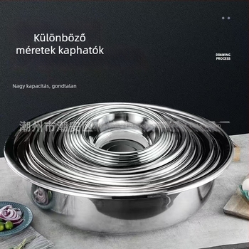 Extra mély, vastag rozsdamentes acélból készült nagy mosóedény kantinokhoz — mély zöldségmosó és multifunkcionális utazó edény