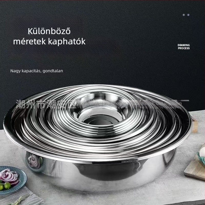 Extra mély, vastag rozsdamentes acélból készült nagy mosóedény kantinokhoz — mély zöldségmosó és multifunkcionális utazó edény