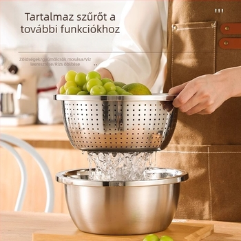 304 rozsdamentes acélból készült, vastag falú konyhai tál – többfunkciós tál leveshez, zöldségekhez, fűszerekhez, tojásfelveréshez, tésztához és sütéshez