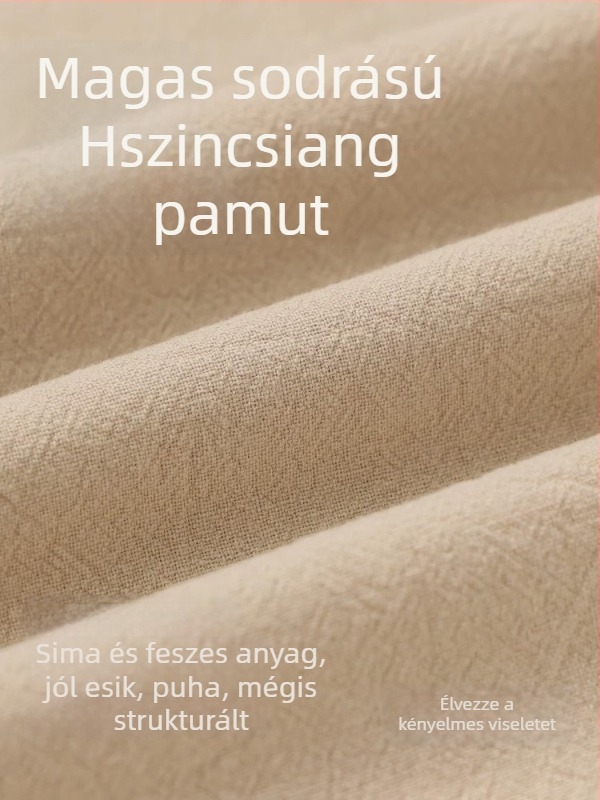 Férfi pamutnadrág nyárra, laza szabás, cropped jogger, vékony pamut-lin anyag