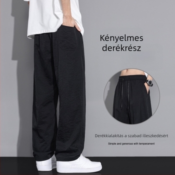 Férfi nyári vékony pamut casual nadrág, lazán szabott, bokáig szűkített szár, workwear stílus