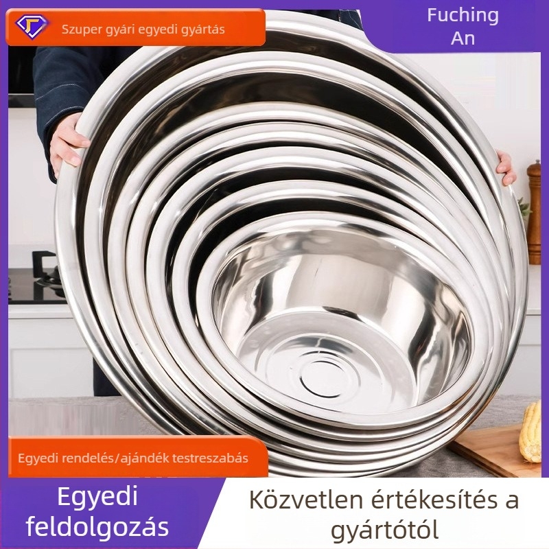 Nagy kör alakú edény élelmiszer-minőségű rozsdamentes acélból (304), többfunkciós mosó- és fürdőedény, vastagított konstrukció
