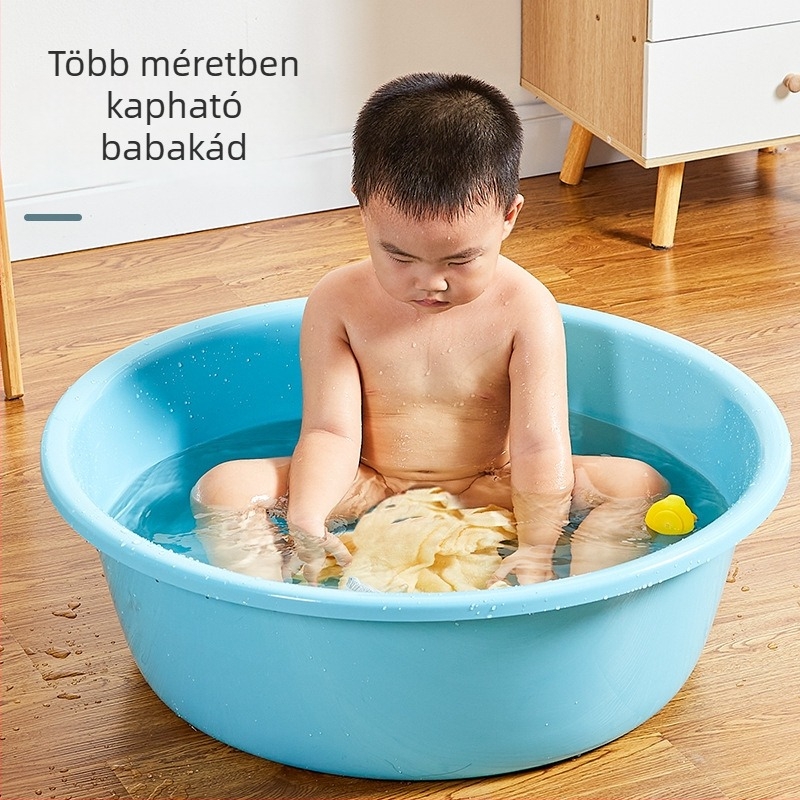 Nagy méretű, vastagított műanyag babafürdőedény – többfunkciós mosóedény arc- és zöldségmosáshoz