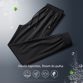 Férfi Ice Silk könnyű cropped sportnadrág, légáteresztő, gyorsan száradó, nyár 2023, mindennapi viselet