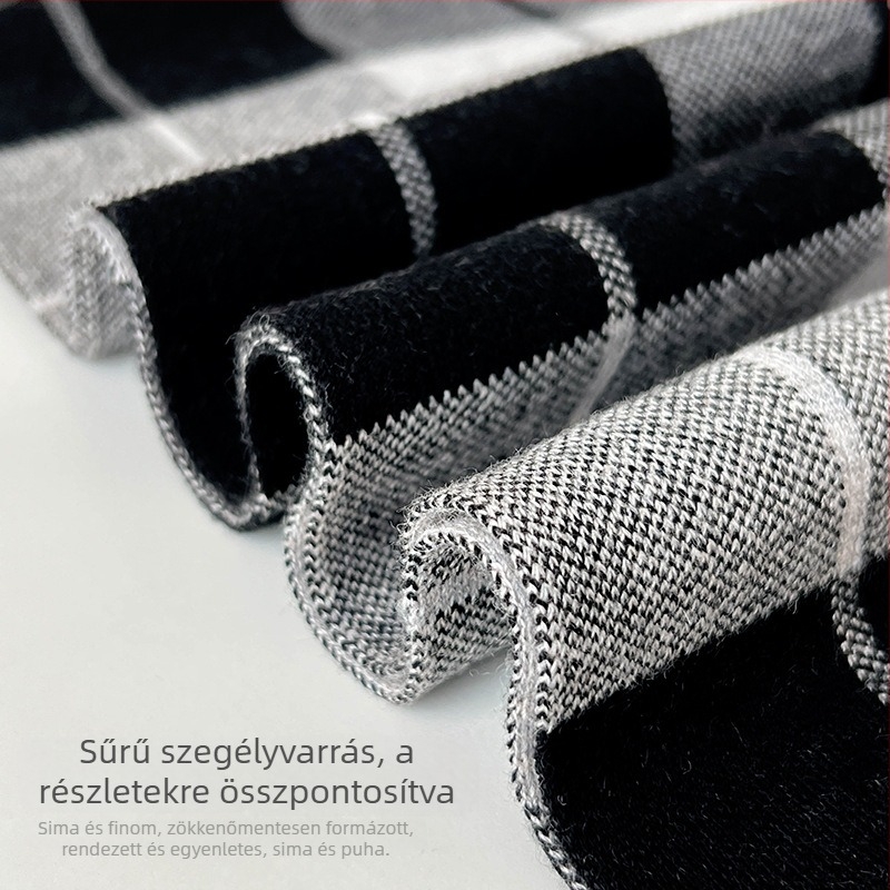 Új gyapjúsál téli férfiaknak, kötött sál, vastag kockás mintával, születésnapi ajándék, sokoldalú