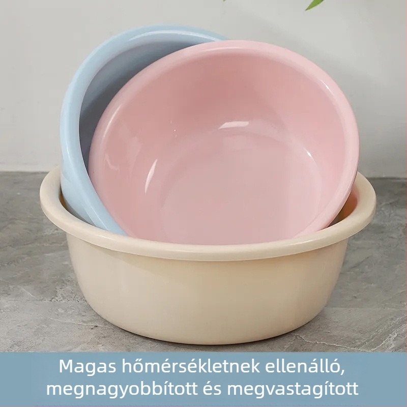 Műanyag, kerek mosóedény arc- és zöldségmosáshoz, diákszállások számára, kb. 24 cm