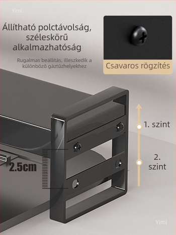 Keskeny oldalsó polc a konyha tűzhelye mellett a fűszerek és ízesítők tárolására a réseken