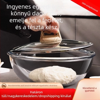 Fedéllel ellátott hőálló üvegtál keveréshez - tapadásmentes, ideális tészta dagasztásához, tejszín felveréséhez és tojás felveréséhez