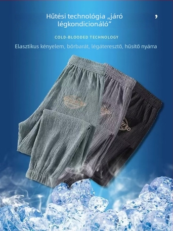 Férfi nyári Ice Silk casual nadrág, slim-fit, vékony, légáteresztő, jogger stílus, koreai stílus, modern és sokoldalú