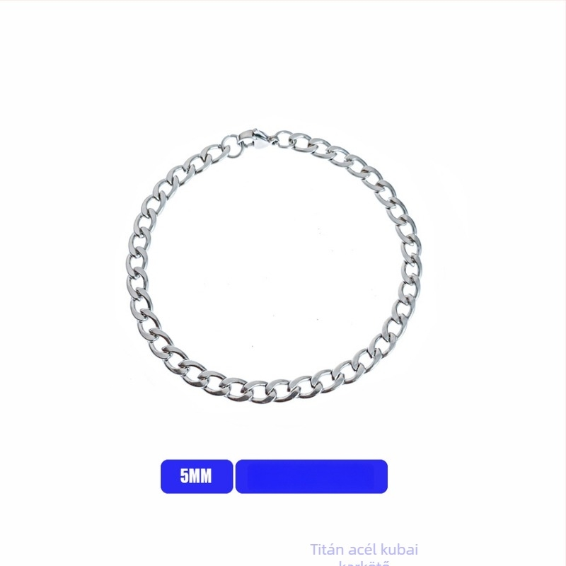 Titánacél kubán lánc karkötő férfiaknak, hip-hop minimalist design, személyes stílus, páros ékszer