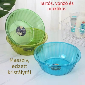 Műanyagból készült, kristálytiszta mosdóedény, edzett, kompakt a kollégiumi használathoz