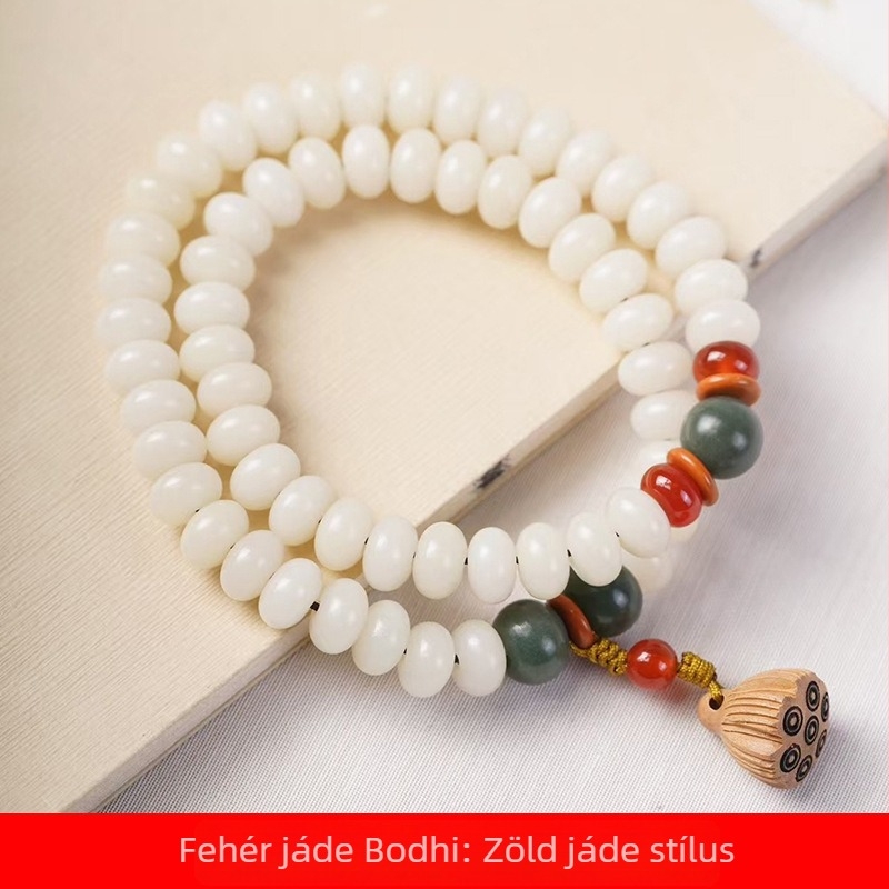 Fehér Jade Bodhi DIY karkötő, 6×9 mm, uniszex, dísz gyöngyök