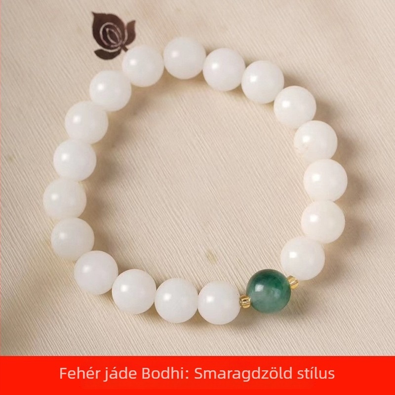 Fehér Jade Bodhi DIY karkötő, 6×9 mm, uniszex, dísz gyöngyök