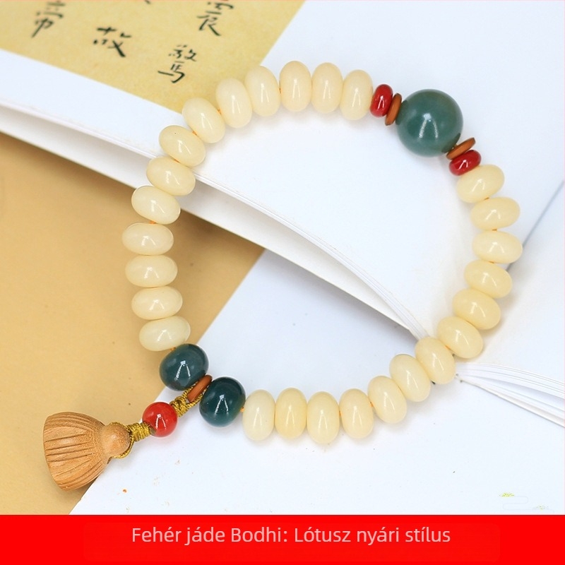 Fehér Jade Bodhi DIY karkötő, 6×9 mm, uniszex, dísz gyöngyök