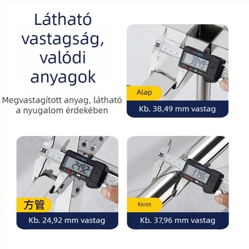 Vastított rozsdamentes acélból készült vágódeszkaállvány, padlón álló, önálló kés-tartóval és integrált konyhai tárolóval, többfunkciós tároló.