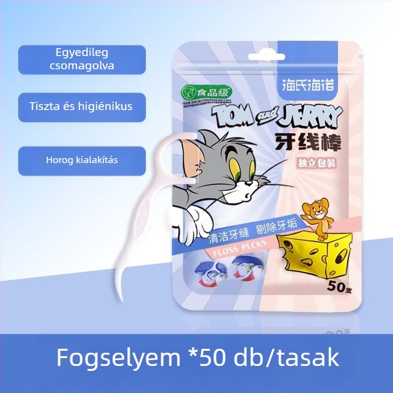 Cat and Mouse fogselyem pálca – polimeres, hordozható otthoni használatra, a fogak közötti részek tisztítása és a fogkő eltávolítása