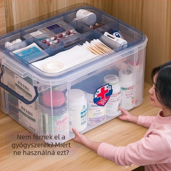 Családi orvosi doboz, elsősegély doboz, gyógyszer tároló doboz, nagy orvosi doboz, teljes otthoni orvosi készlet, kis méretű orvosi doboz