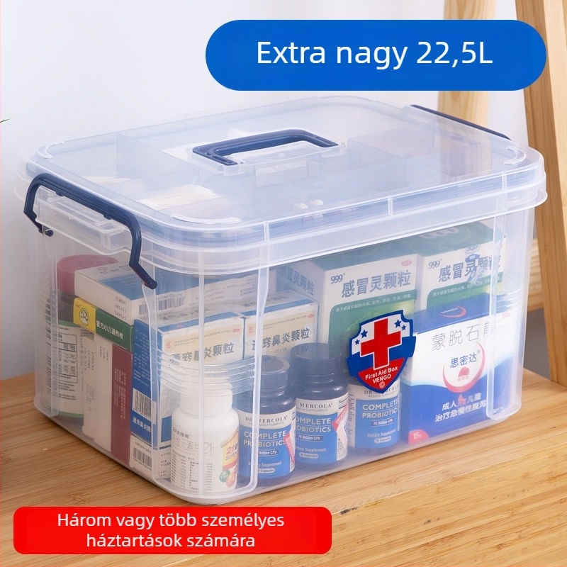Családi orvosi doboz, elsősegély doboz, gyógyszer tároló doboz, nagy orvosi doboz, teljes otthoni orvosi készlet, kis méretű orvosi doboz