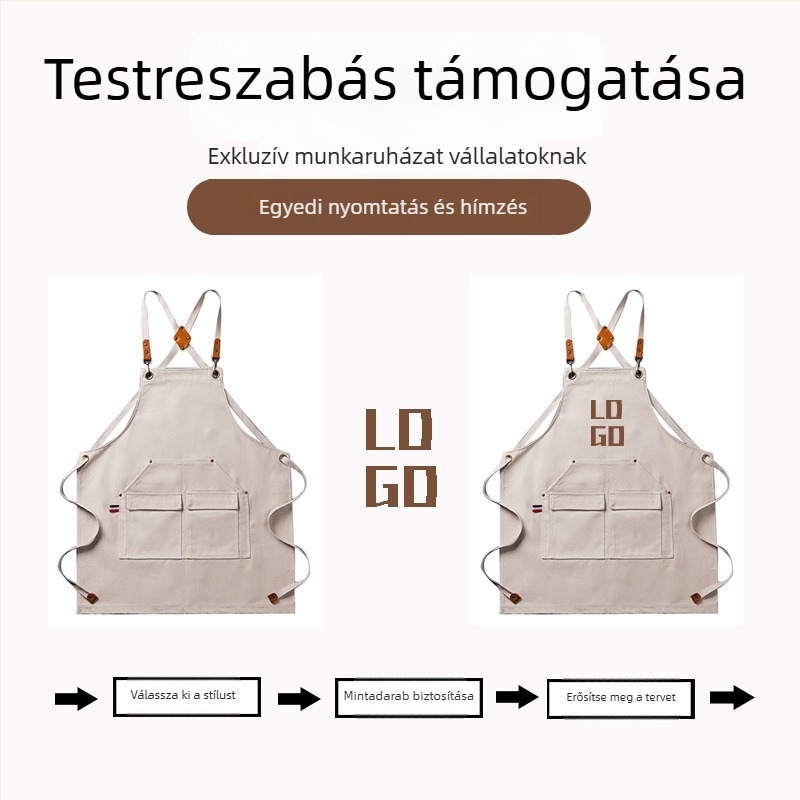 Vastagított vízálló vászon kötény konyhákhoz, festéshez, kertészkedéshez, baristáknak, tej-tea boltban és étteremben; olajálló