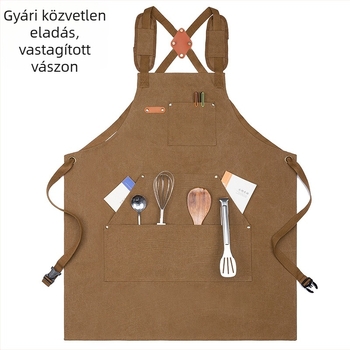 Vastag pamutvászon kötény, olajálló és vízálló, konyhai és otthoni használatra